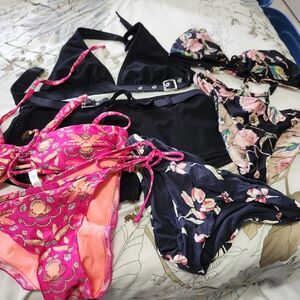La Vie En Rose Black and Floral Bikini Set